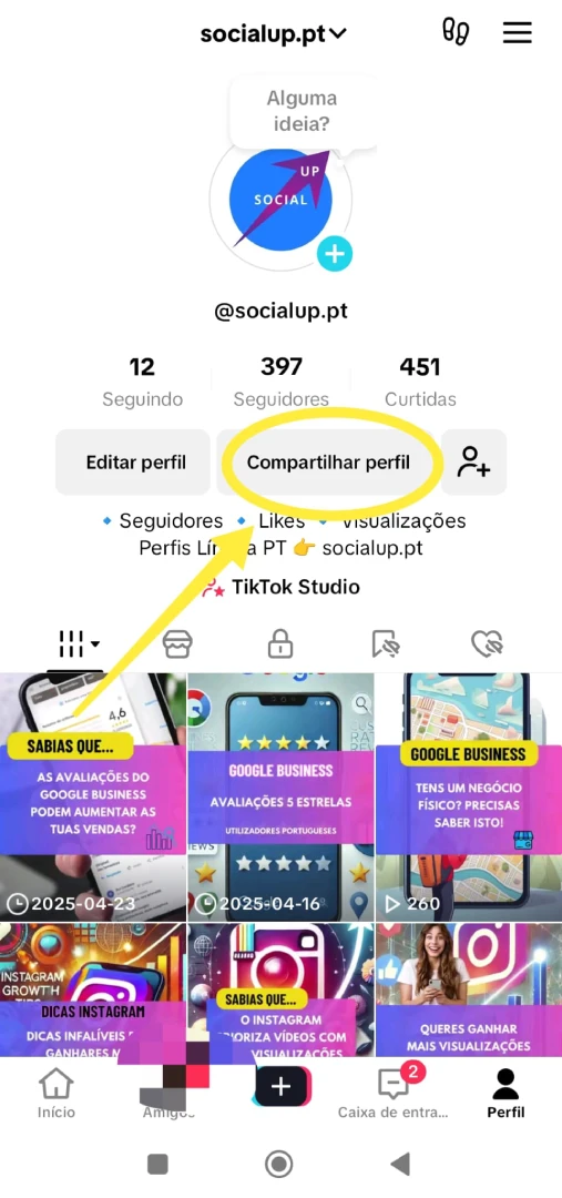 Socialup como saber link tiktok 4