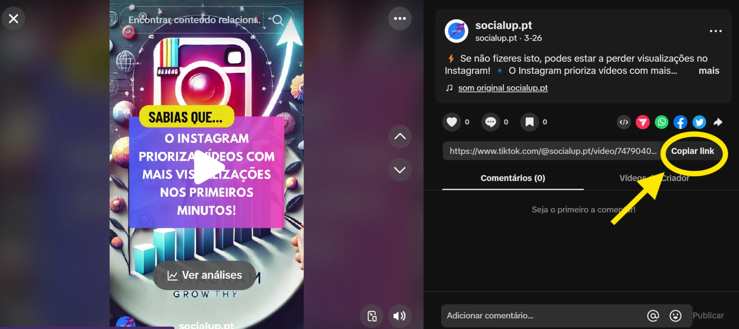 Socialup como saber link tiktok 6
