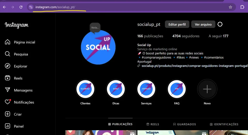 Socialup saber link instagram 1