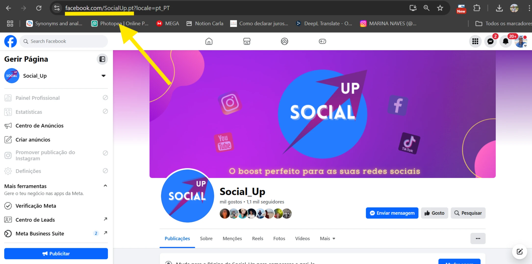 Socialup como saber link facebook 2