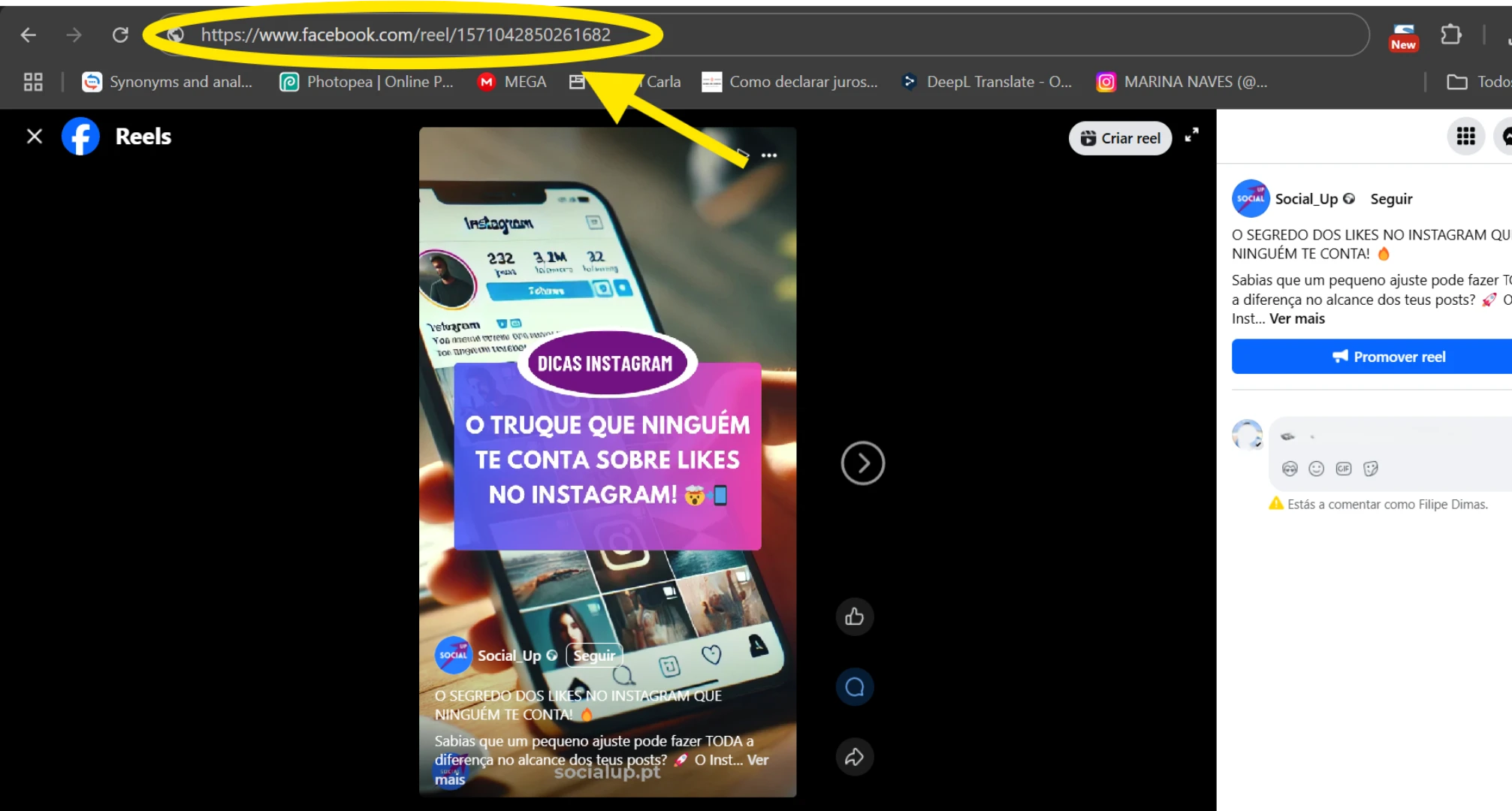 Socialup como saber link facebook 4