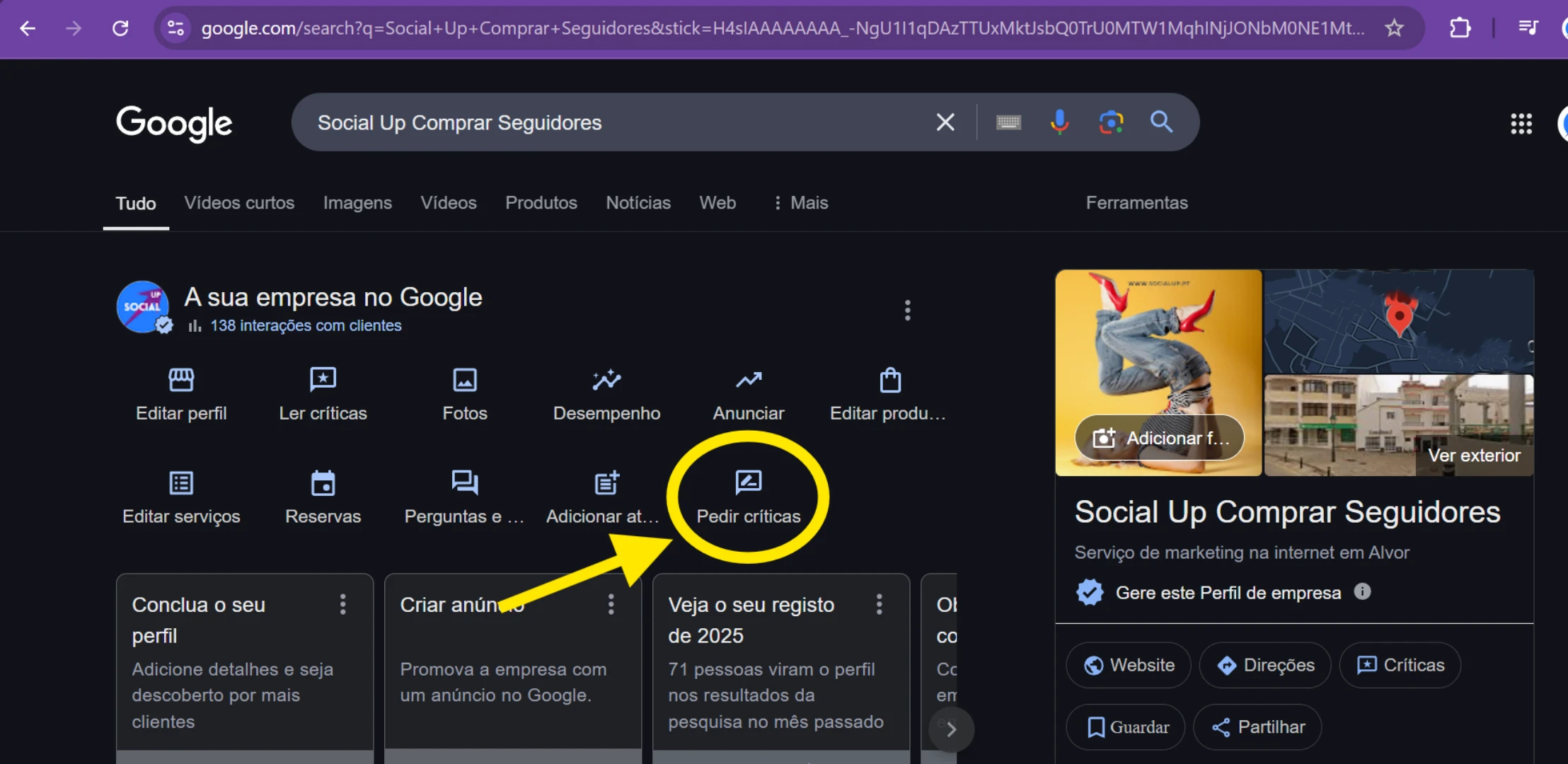 Socialup como saber link google business 2