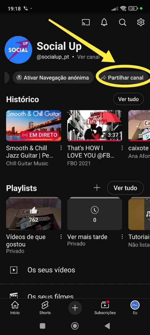 Socialup como saber link youtube